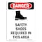 Signmission OSHA Danger Sign, Safety Shoes Required, 14in X 10in Decal, 10" W, 14" H, Portrait OS-DS-D-1014-V-1568 - alternate 1